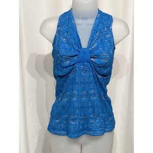 New Directions Women's Size M  Blue Lined Lace Pullover Sleeveless Top NWT